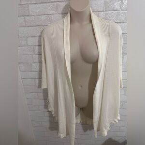 Soft Surroundings Cardigan poncho Cream Ivory Long Sleeve Ruffle Hem L/XL #1941
